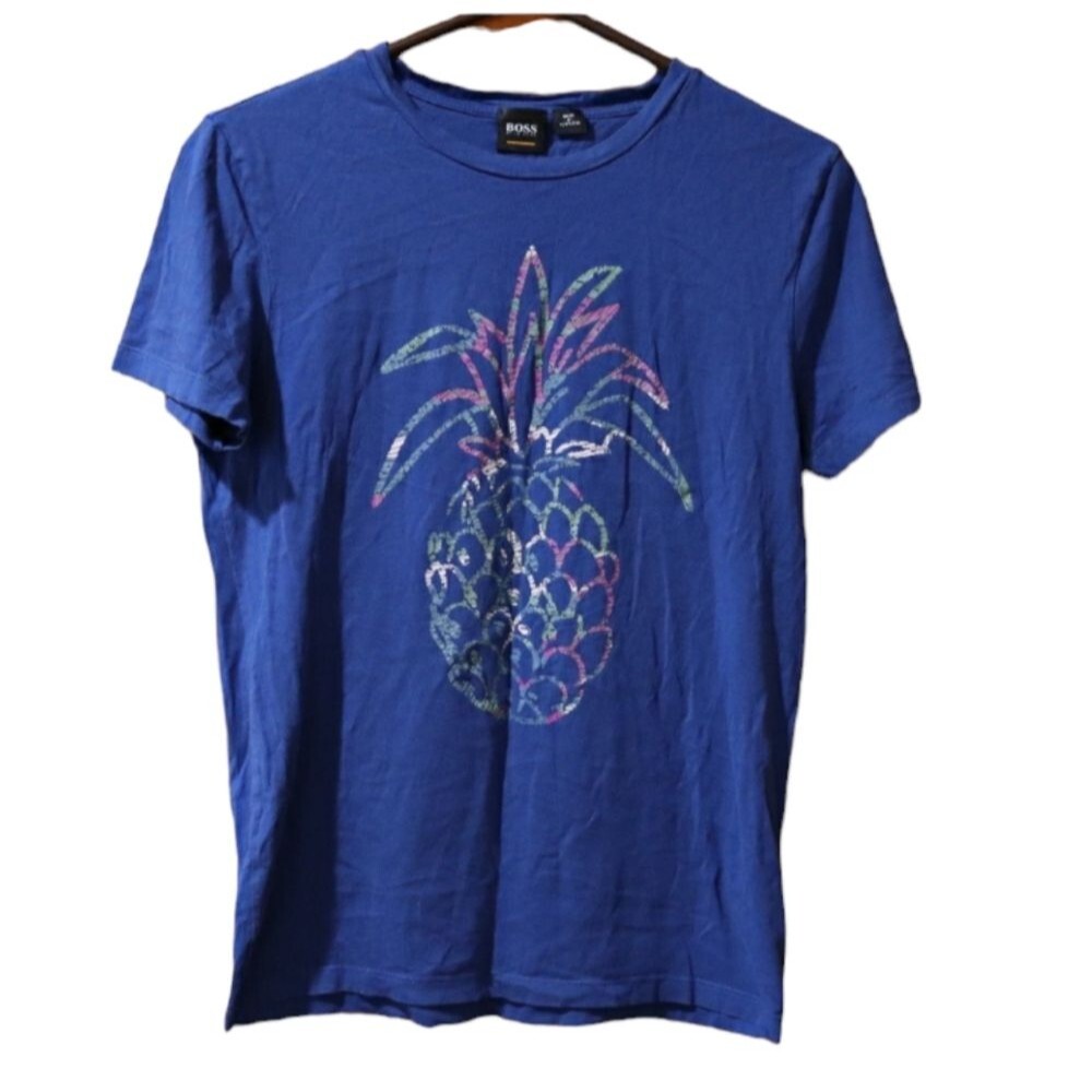 Hugo Boss Blue Graphic Pineapple Baby Tshirt Small